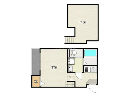 西片江ブルームゲート(1K/2階)の間取り写真