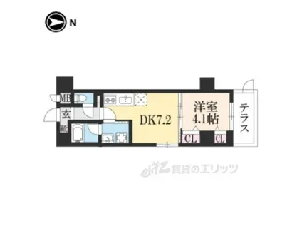 ベラジオ雅び四条通2101(1DK/1階)の間取り写真