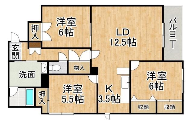 大通11丁目ビル(3LDK/5階)の間取り写真