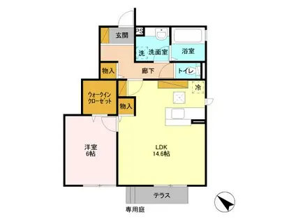 ヴェスタ A(1LDK/1階)の間取り写真