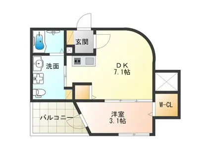 アドバンス西梅田IVエール(1DK/4階)の間取り写真