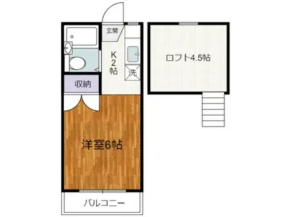 シャルマン(1K/2階)の間取り写真