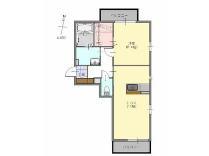 セントラルヴィラ (1LDK/3階)の間取り写真