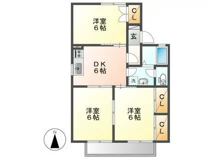 セジュール明石A棟(3DK/1階)の間取り写真