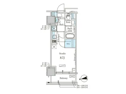 パークアクシス赤塚(ワンルーム/12階)の間取り写真