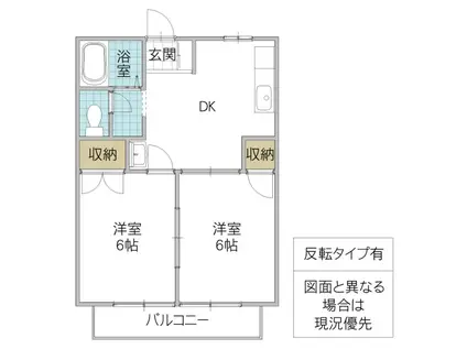 ニューシティ豊岡(2DK/1階)の間取り写真