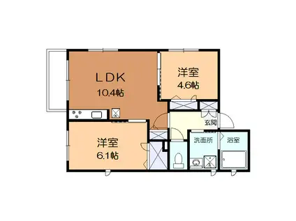 ウィステリアIII(2LDK/1階)の間取り写真