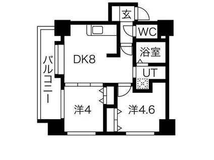 クラッセ琴似ステーション(2DK/8階)の間取り写真