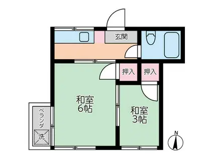 コーポトタニ(2K/2階)の間取り写真