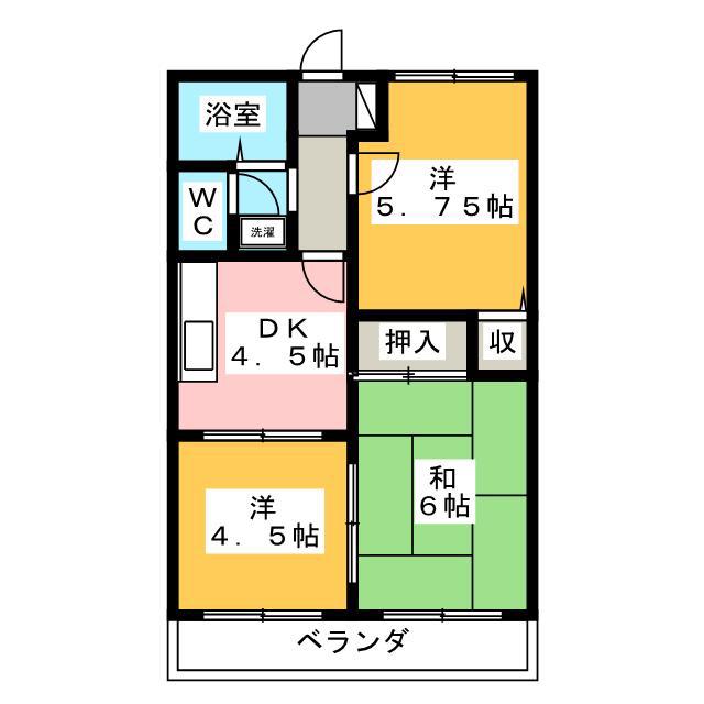 ベルゾーネ朝日C(3DK/1階)の間取り写真