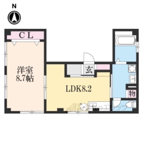 QUALIE茶山駅前(1LDK/3階)の間取り写真