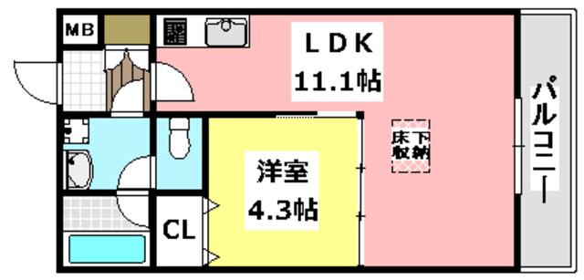 メゾンプレジール(1LDK/3階)の間取り写真