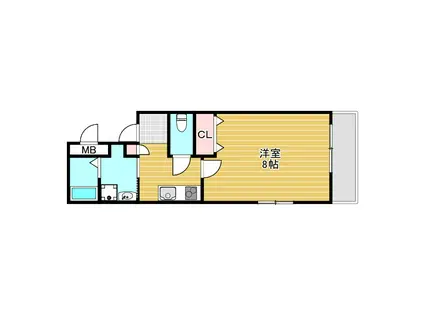 リアコート石橋II(1K/3階)の間取り写真