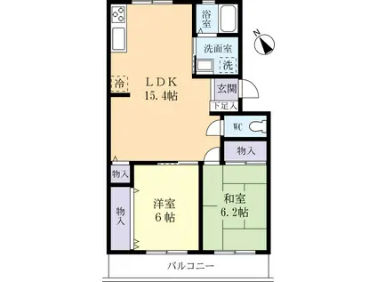 HARUハイツIII(2LDK/3階)の間取り写真