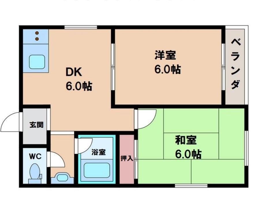 NKハイツ(2DK/4階)の間取り写真