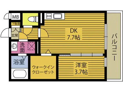KAIN ROOMS HIRATA(1DK/4階)の間取り写真
