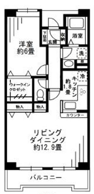 ベルウッド一之江(1LDK/1階)の間取り写真