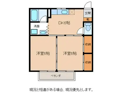 サンハイツ(2DK/2階)の間取り写真