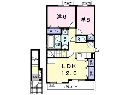 サン スクエア II(2LDK/2階)の間取り写真
