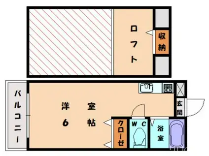 エクセル新宮駅前II(ワンルーム/2階)の間取り写真