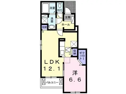 インペリアル リバー I(1LDK/1階)の間取り写真