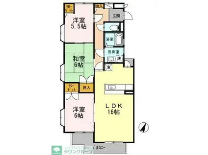 スカイ・ブリッジB(3LDK/2階)の間取り写真