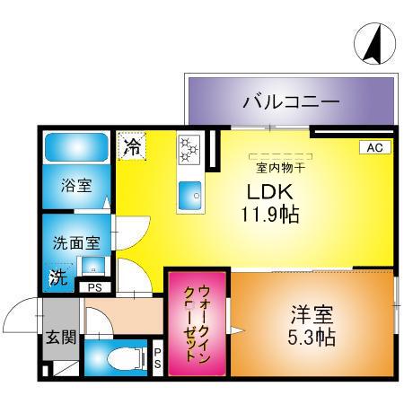 SOPHIA II B(1LDK/3階)の間取り写真