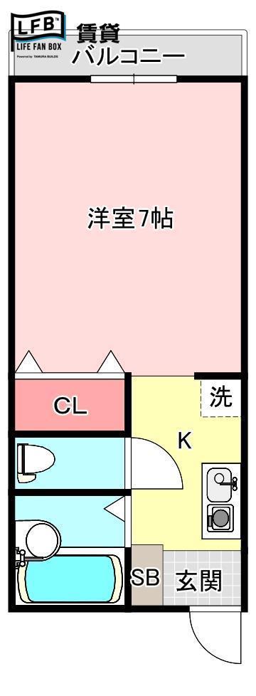 ACRASうべ(1K/2階)の間取り写真