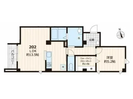  パーシモン浅草(1LDK/2階)の間取り写真