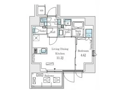 プライムガーデン恵比寿南(1LDK/10階)の間取り写真