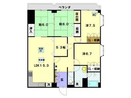 グランドハイツ岩見(4SLDK/5階)の間取り写真