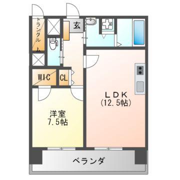 ヴェヌスタ藤井寺(1LDK/7階)の間取り写真