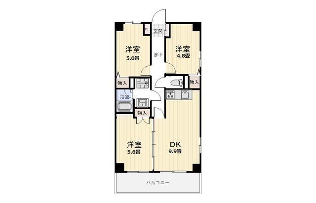 リヴィエール久里浜(3DK/6階)の間取り写真