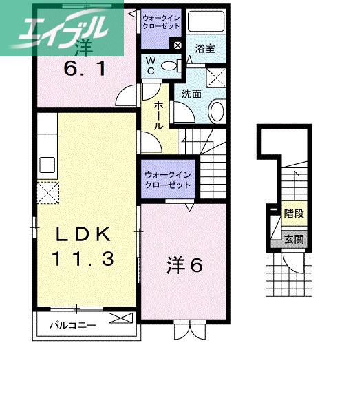 アルカンシエル(2LDK/2階)の間取り写真