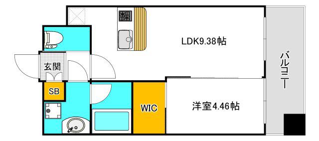 プレジオ難波EURO(1LDK/13階)の間取り写真