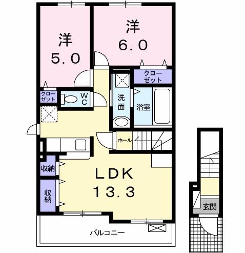 コンフォーティア(2LDK/2階)の間取り写真