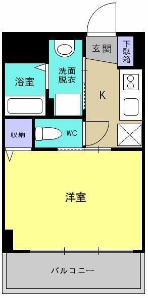 CASA BIANCA九品寺(1K/2階)の間取り写真