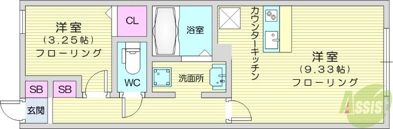 メゾン・ド・ミーレ(1LDK/2階)の間取り写真