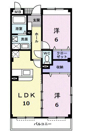 ヴィアラッテア(2LDK/1階)の間取り写真