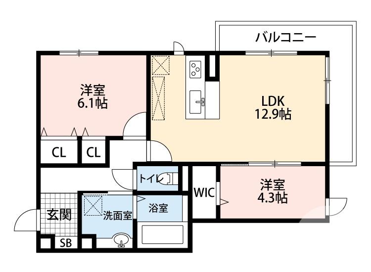 ロイズパレス中百舌鳥イースト(2LDK/3階)の間取り写真