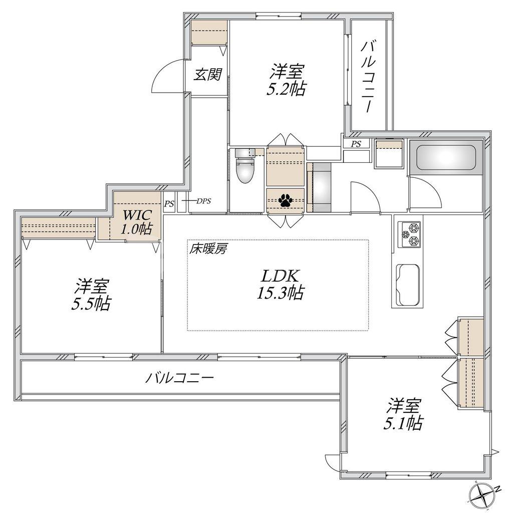 SUN ZEM(3LDK/2階)の間取り写真