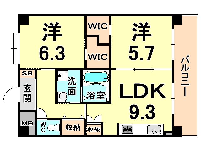 プラマーV番館(2LDK/2階)の間取り写真