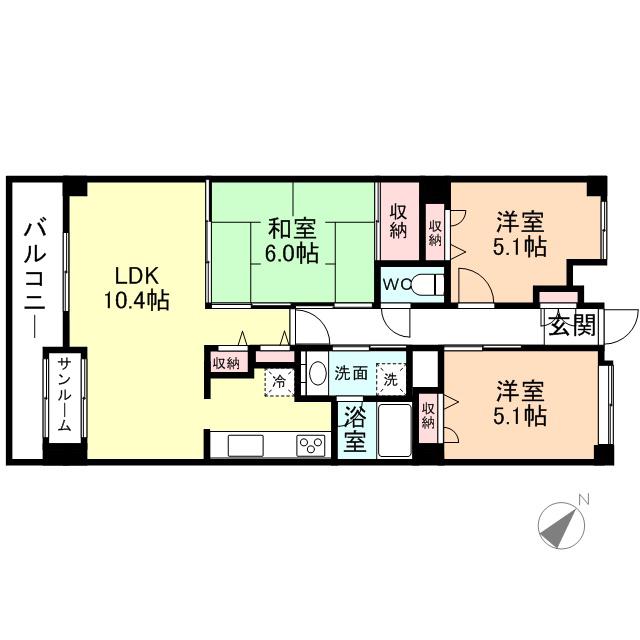 エグゼ富山(3LDK/8階)の間取り写真