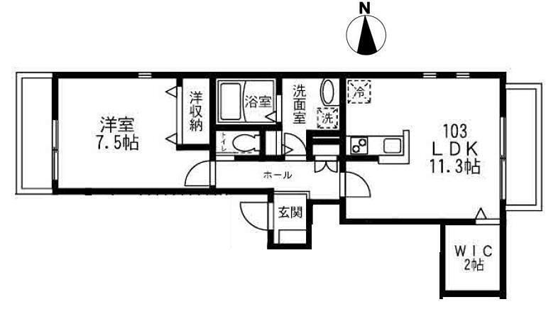 クレスタ(1LDK/1階)の間取り写真