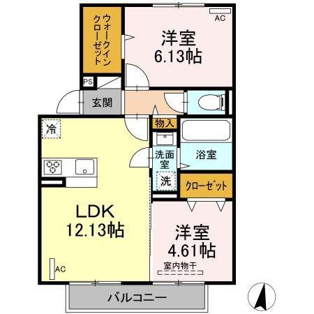リッチKOKORO(2LDK/2階)の間取り写真