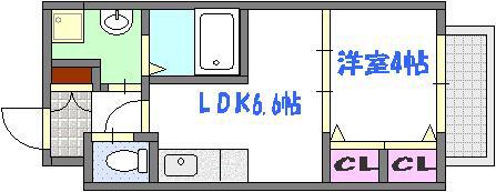 KATAYAMA BLDG.23(1LDK/2階)の間取り写真