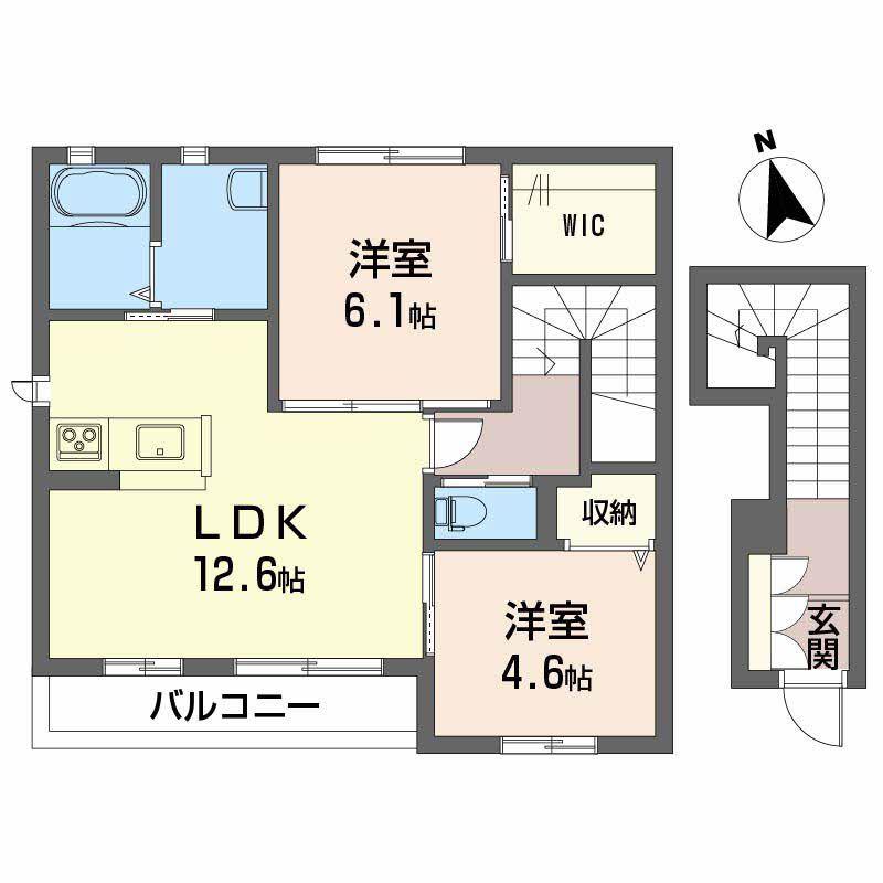 シャーメゾンMEDIUS B(2LDK/2階)の間取り写真