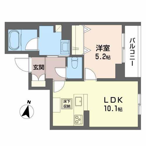 アヴニール上杉(1LDK/1階)の間取り写真