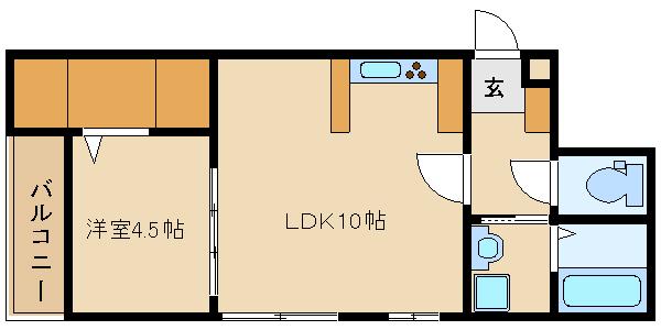エスポワール瓢箪山(1LDK/2階)の間取り写真