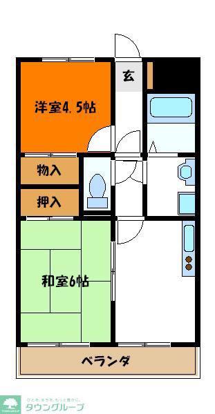 アルコート国立(2DK/3階)の間取り写真